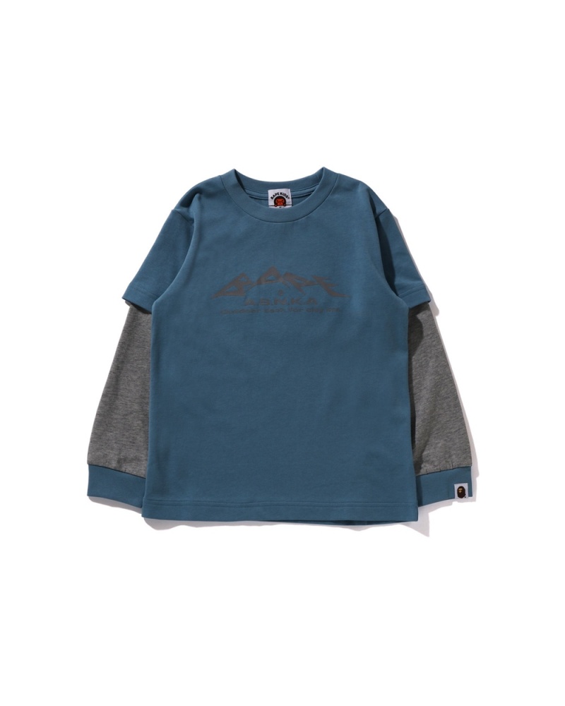 Hauts Bape Reflective Layered L/S Bleu Enfant | GSX-23205975